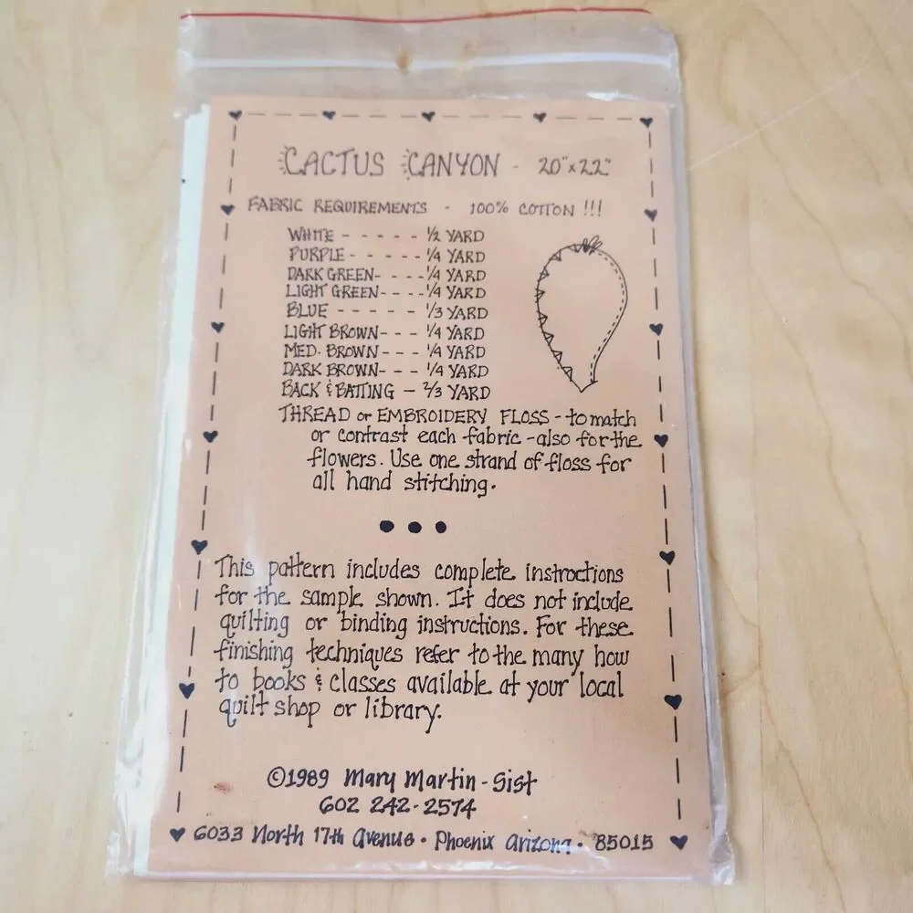 Cactus Canyon Wall Quilt Pattern Cheater Applique by Jupiter Mary Martin 1989